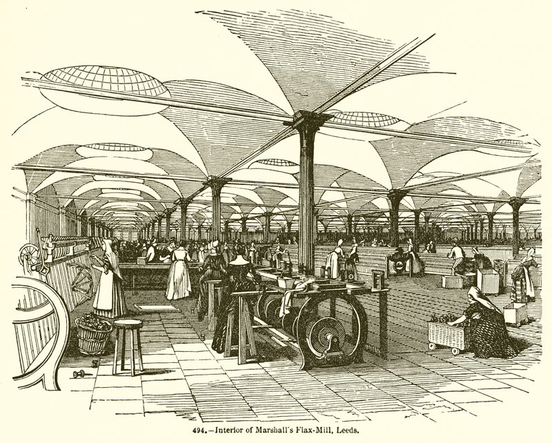 Interior, de, Marshalls, flax-mill, leeds de English School