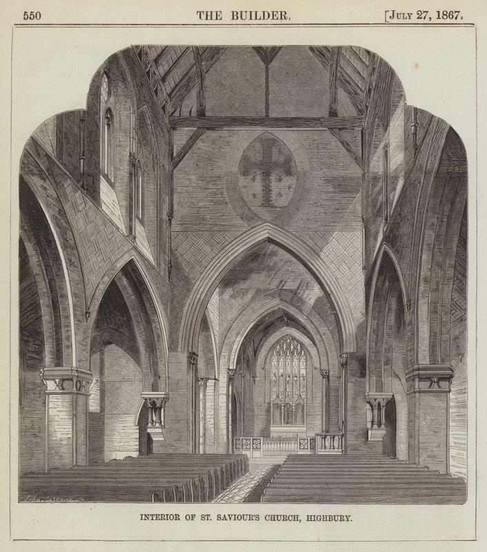 Interior da Igreja de São Salvador, Highbury (gravura) de English School