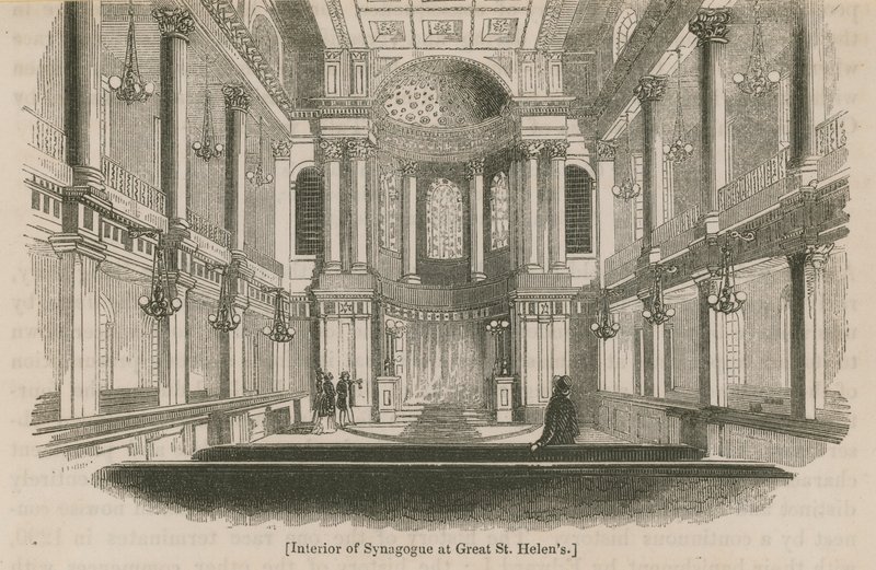 Interior da sinagoga em Great St Helens, Londres de English School