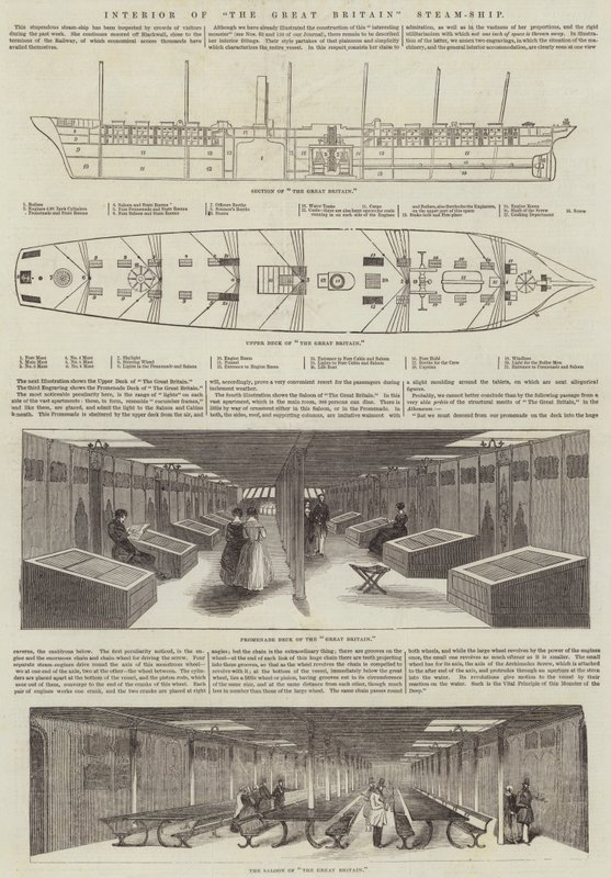 Interior do "The Great Britain" Steam-Ship (gravura) de English School