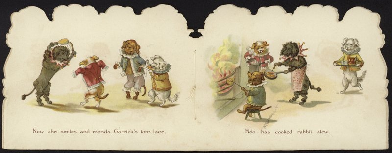 Interior, de, um, cartão, descrevendo, cachorros, em, circo, trajes de English School