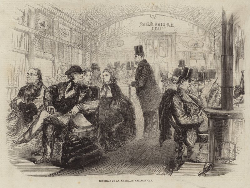 Interior de um vagão de trem americano de English School