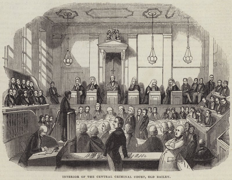 Interior do Tribunal Penal Central, Old Bailey (gravura) de English School
