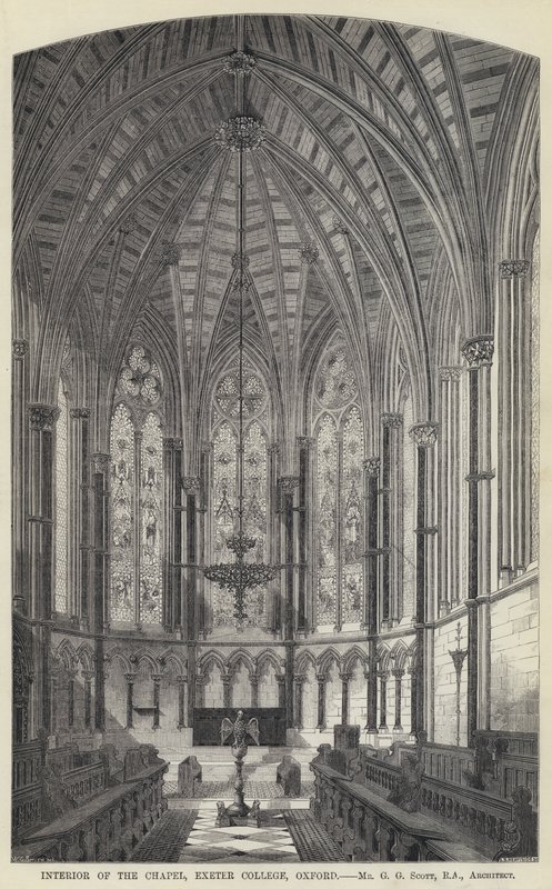 Interior da Capela, Exeter College, Oxford (gravura) de English School