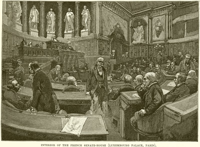 Interior do Senado-Casa francesa (Palácio de Luxemburgo, Paris) de English School
