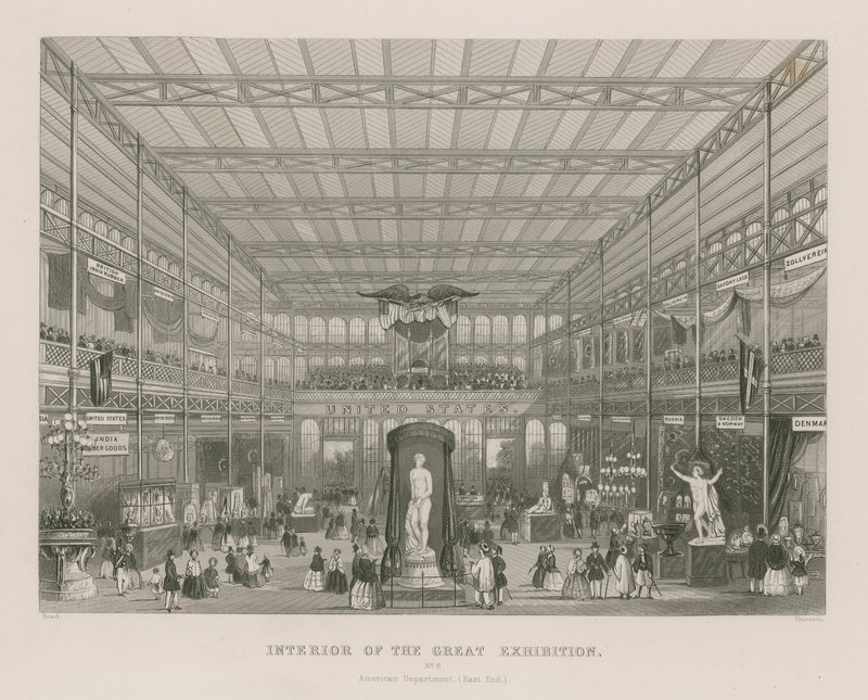 Interior da Grande Exposição, 1851, Departamento Americano (East End) de English School