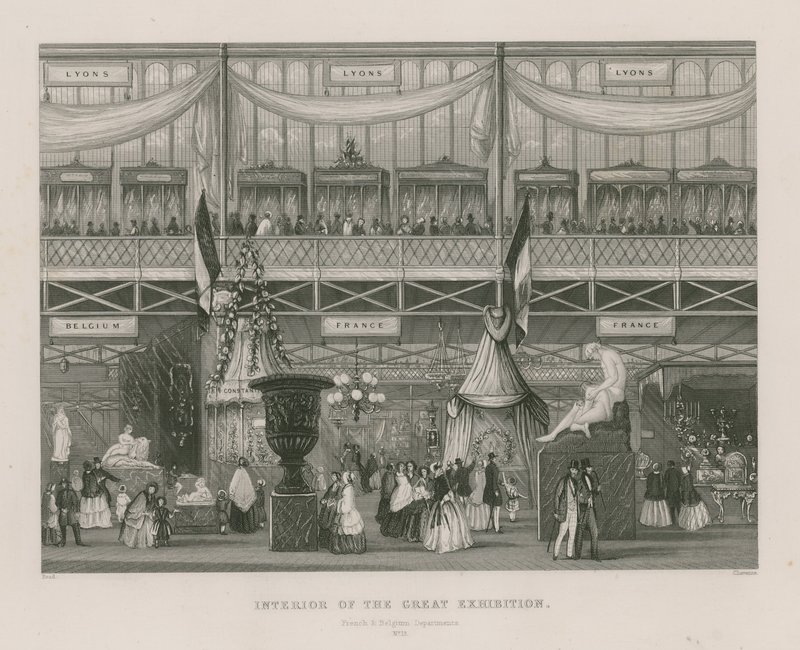 Interior da Grande Exposição, 1851, departamento francês e belga de English School