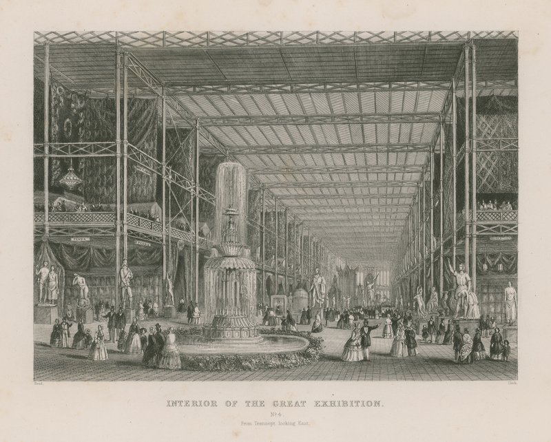 Interior da Grande Exposição, 1851, de Transept olhando para o leste de English School