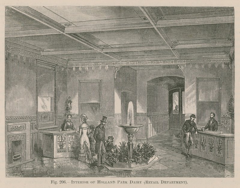 Interior da Holland Park Dairy, departamento de varejo de English School