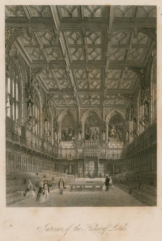 Interior da Câmara dos Lordes, Westminster, Londres de English School