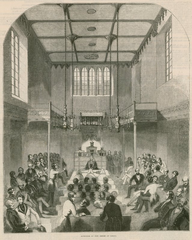 Interior da Câmara dos Lordes, Westminster, Londres de English School