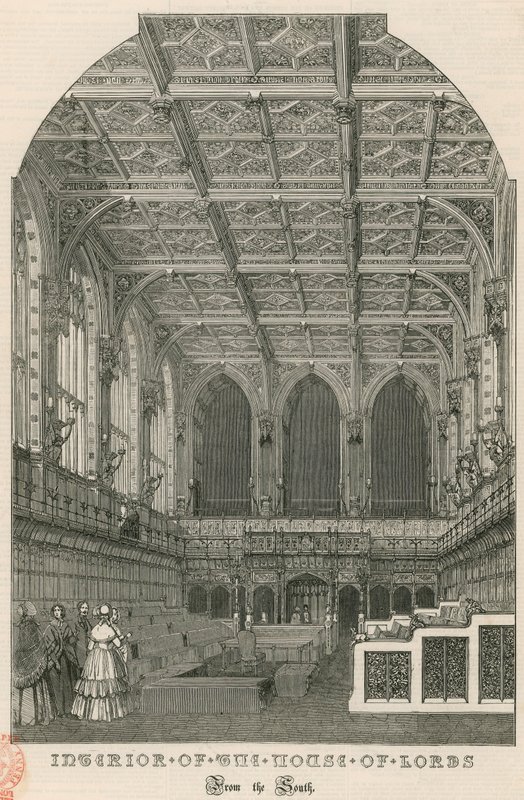 Interior da Câmara dos Lordes, Westminster, Londres, do sul de English School