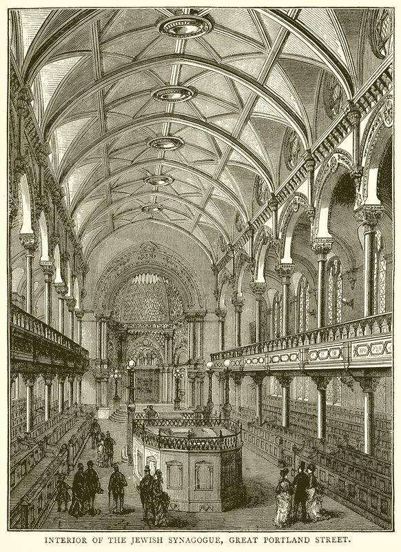 Interior da sinagoga judaica, grande rua de Portland de English School