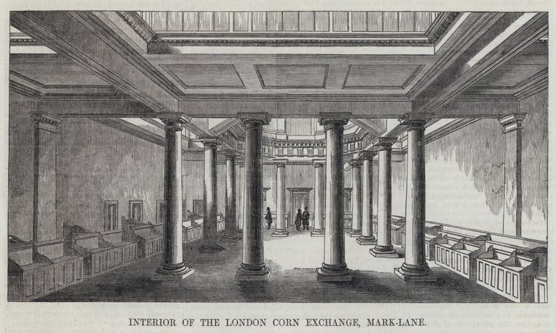 Interior do London Corn Exchange, Mark-Lane (gravura) de English School