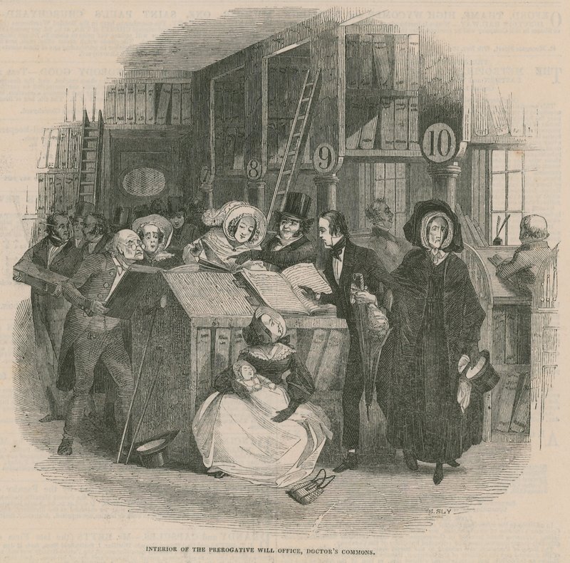 Interior do Escritório da Vontade Prerrogativa, Doctors Commons, Londres de English School
