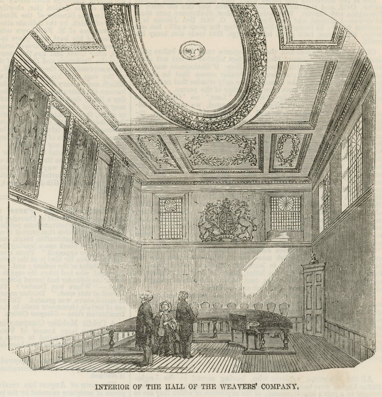 Interior do salão da empresa de tecelões de English School