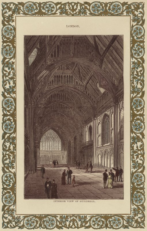 Vista interior, de, Guildhall, (color, engraving) de English School