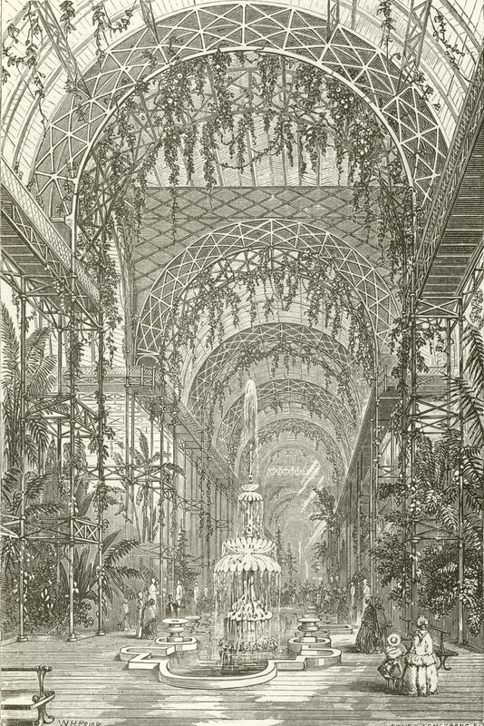 Vista interior, de, a, palácio cristal, sydenham de English School