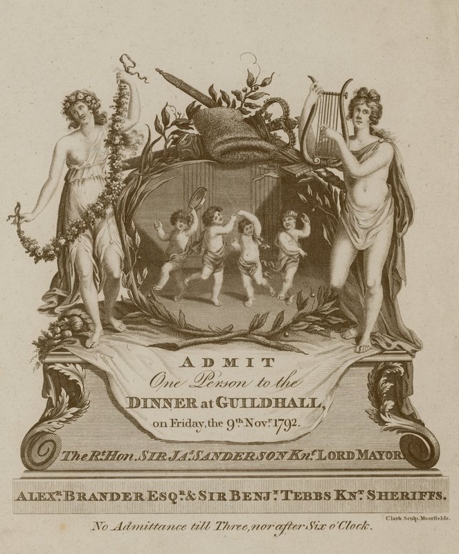 Convite para um banquete no Guildhall, Londres, em 9 de novembro de 1792 de English School
