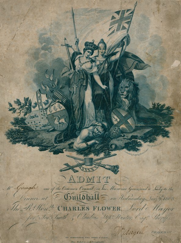 Convite para um banquete no Guildhall, Londres, em 9 de novembro de 1808 de English School