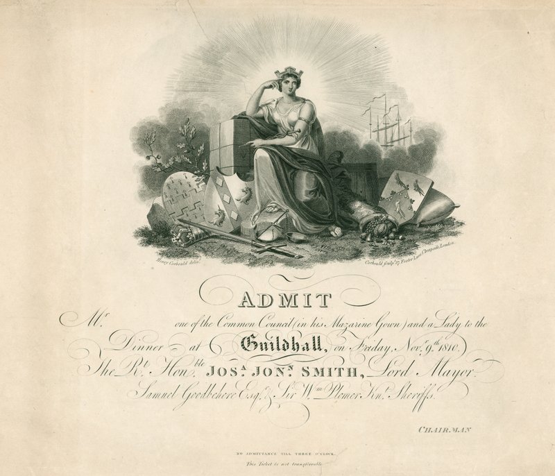 Convite para um banquete no Guildhall, Londres, em 9 de novembro de 1810 de English School