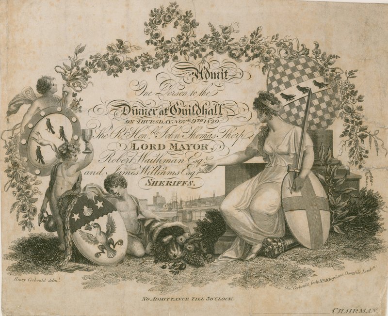Convite para um banquete no Guildhall, Londres, em 9 de novembro de 1820 de English School