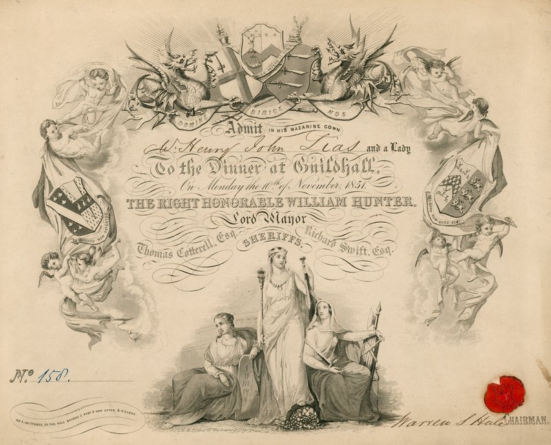 Convite para um banquete no Guildhall, Londres, em 9 de novembro de 1851 de English School