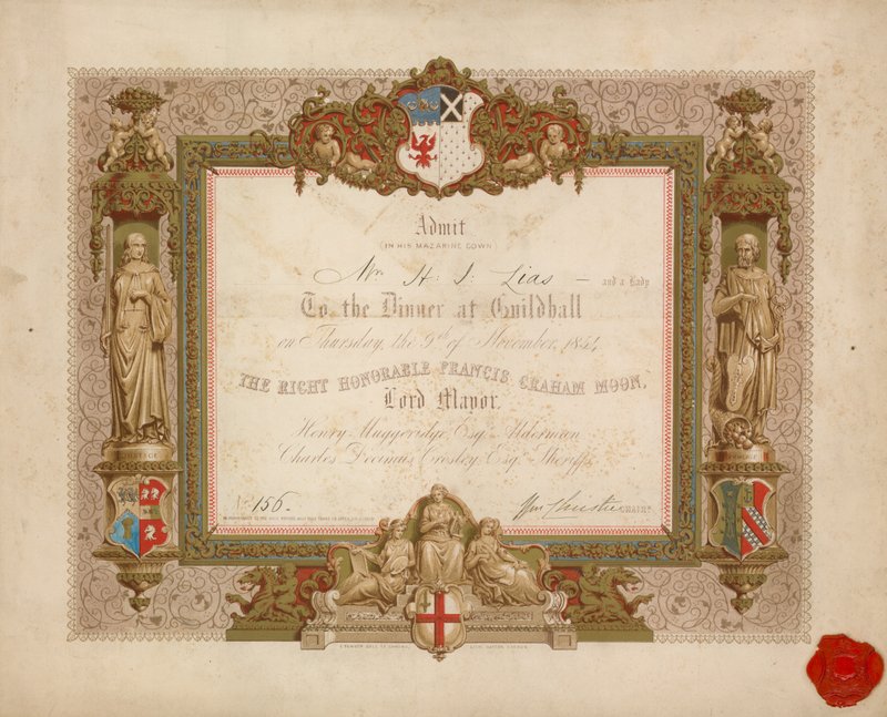 Convite para um banquete no Guildhall, Londres, em 9 de novembro de 1854 de English School