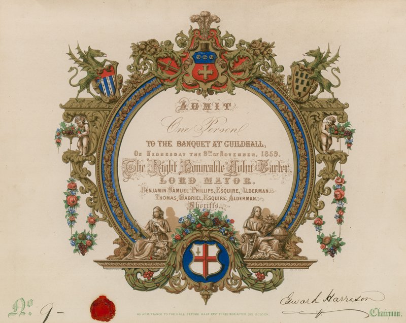 Convite para um banquete no Guildhall, Londres, em 9 de novembro de 1859 de English School