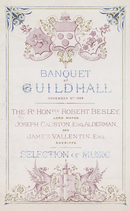 Convite para um banquete no Guildhall, Londres, em 9 de novembro de 1869 de English School