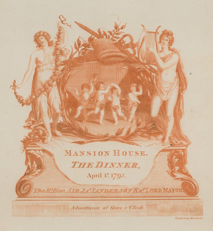 Convite para um jantar no Mansion House, Londres, em 1 de abril de 1793 de English School