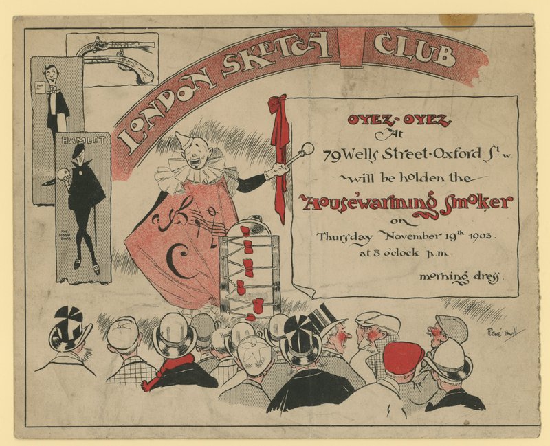 Convite para um evento no London Sketch Club de English School
