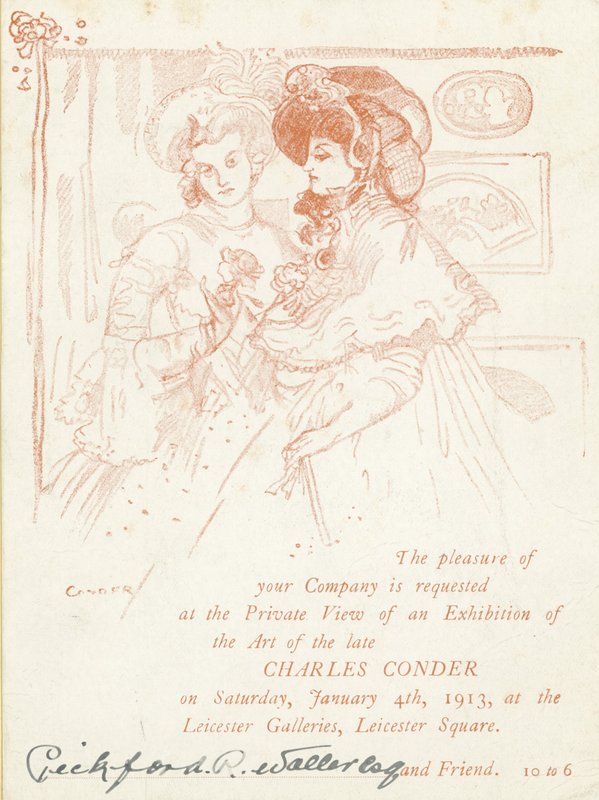 Convite para uma exposição de trabalho de Charles Conder de English School