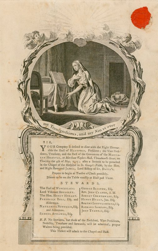 Convite para jantar com o honrado conde de Hertford em 4 de maio de 1775 de English School