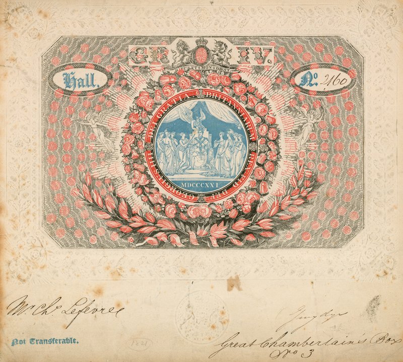 Convite para a coroação de George IV em 1821 de English School