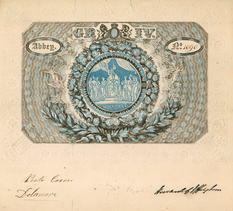 Convite para a coroação de George IV em 1821 de English School