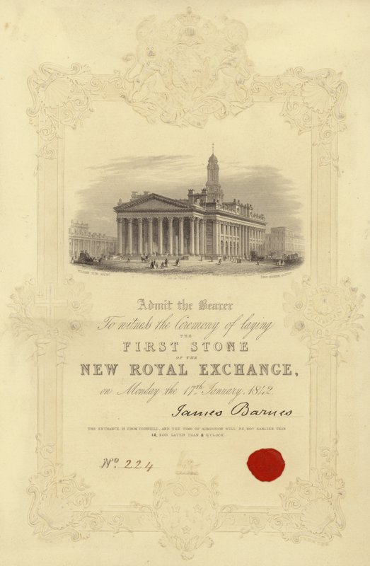 Convite para a colocação da primeira pedra do Novo Royal Exchange de English School