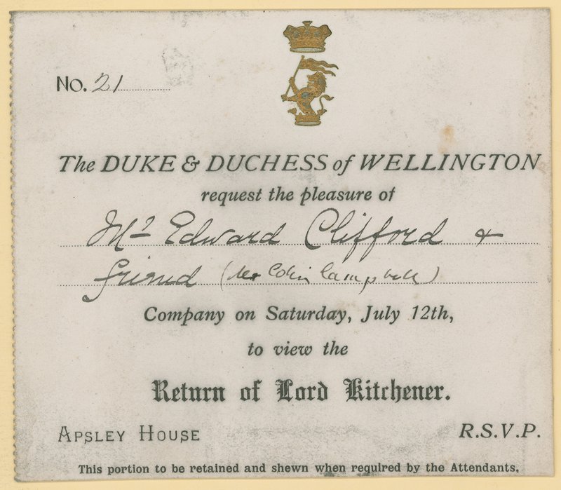 Convite para ver o retorno de Lord Kitchener de English School