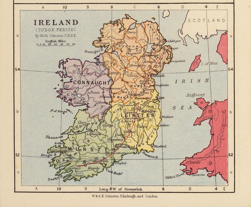 Irlanda, Período Tudor (litografia a cores) de English School