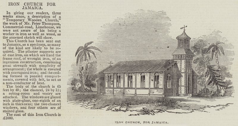 Igreja de Ferro para a Jamaica (gravura) de English School