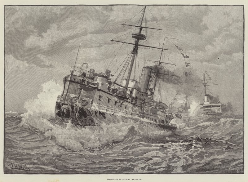 Ironclads in Stormy Weather (gravura) de English School