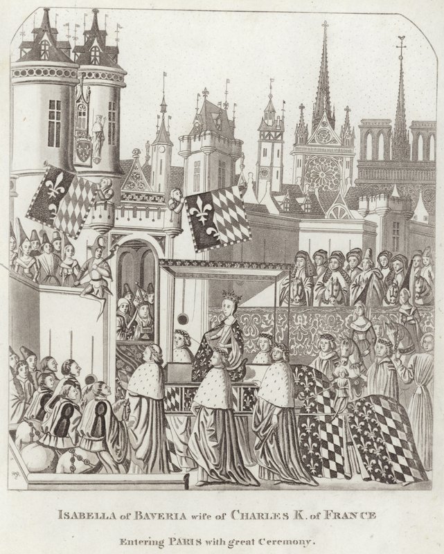 Isabella da Baviera, esposa de Charles K. da França entrando em Paris com grande cerimônia de English School
