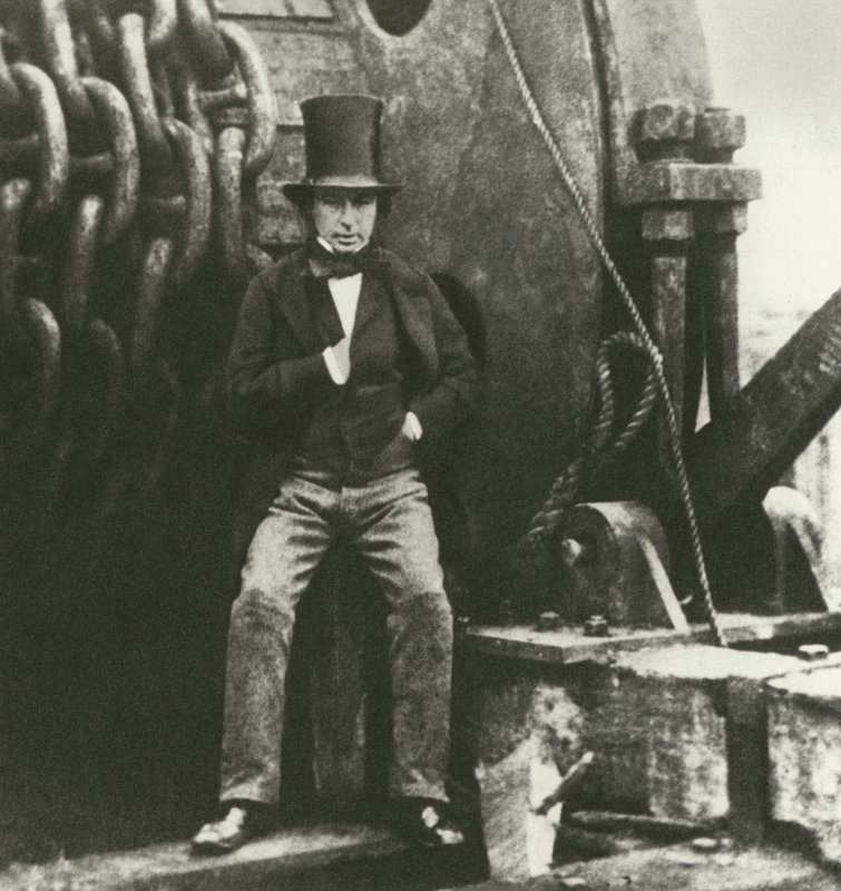 Isambard Kingdom Brunel, engenheiro, durante a construção do Grande Oriente (gravura) de English School