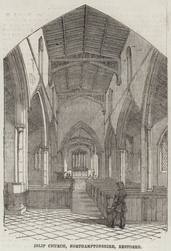 Islip Church, Northamptonshire, restaurada (gravura) de English School