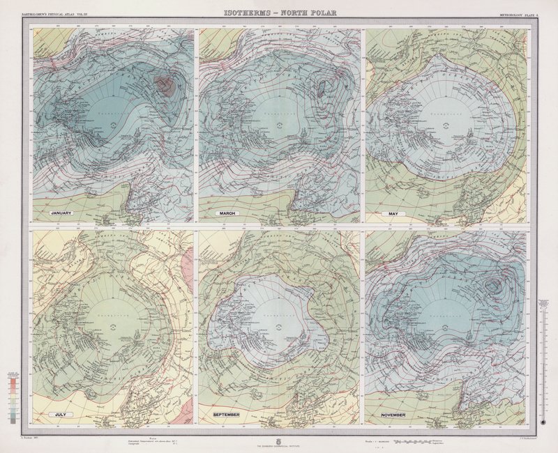 Isotérmicas, Polar Norte (litografia a cores) de English School