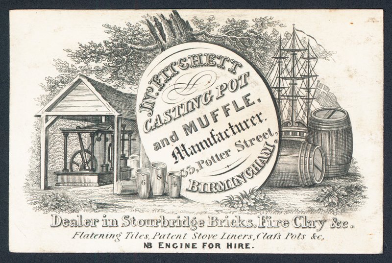 JN Fitchett, fabricante de maconha e mufla, cartão comercial de English School