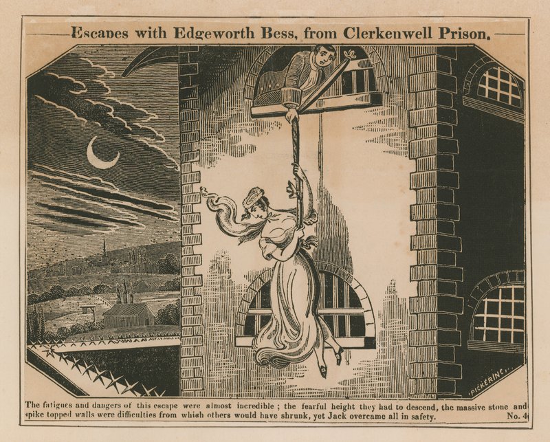 Jack Sheppard escapa com Edgeworth Bess da prisão de Clerkenwell de English School