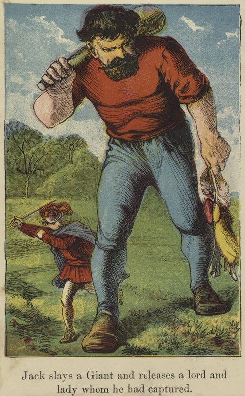 Jack mata um gigante e libera um senhor e uma dama que ele havia capturado de English School