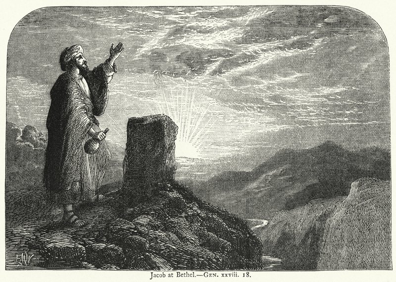 Jacob em Betel, Gen xxviii 18 (gravura) de English School