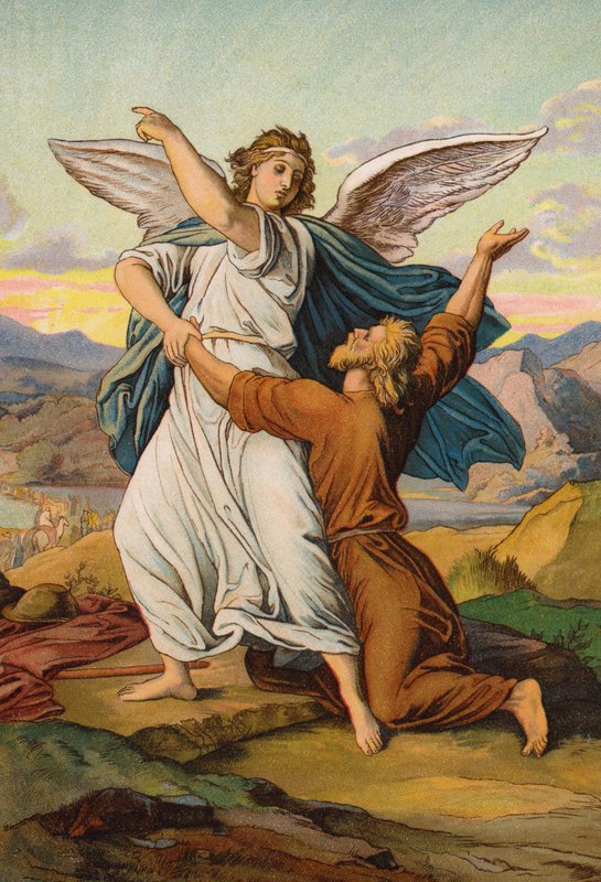 Jacob lutando com o Anjo (chromolitho) de English School